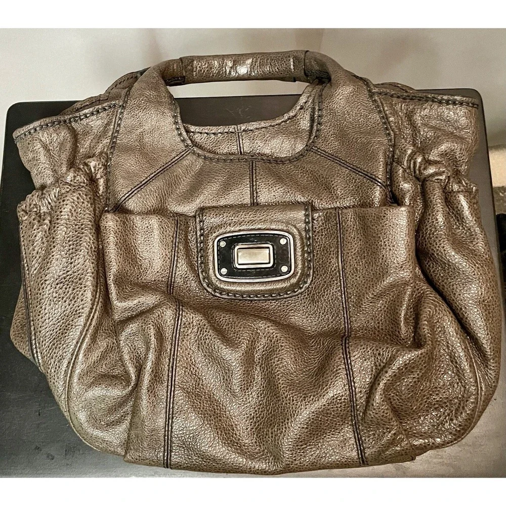 Y2K Lockheart leather handbag/purse‎ Pebbled Brown Leather Two Side Pockets Hobo